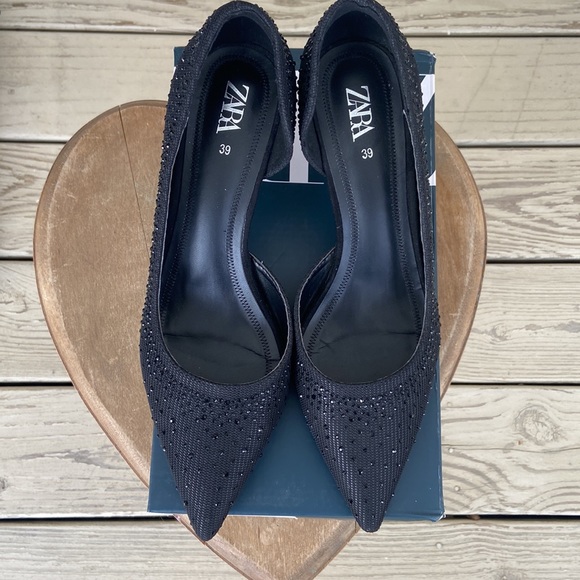 Zara Crystal Studded Stiletto Heel Shoes Women's Size EU 39 US 8 - Picture 2 of 13